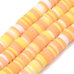 Heishi - Katsuki perler. Pastel gule/orange nuancer. 6 x 1 mm. 350 stk.